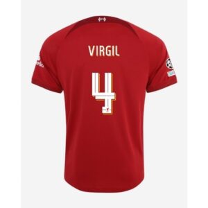 Liverpool Hjemmebanetrøje 2022/23 VIRGIL 4 + Champions League + UEFA Foundation Ærmemærke - Nike, størrelse Small