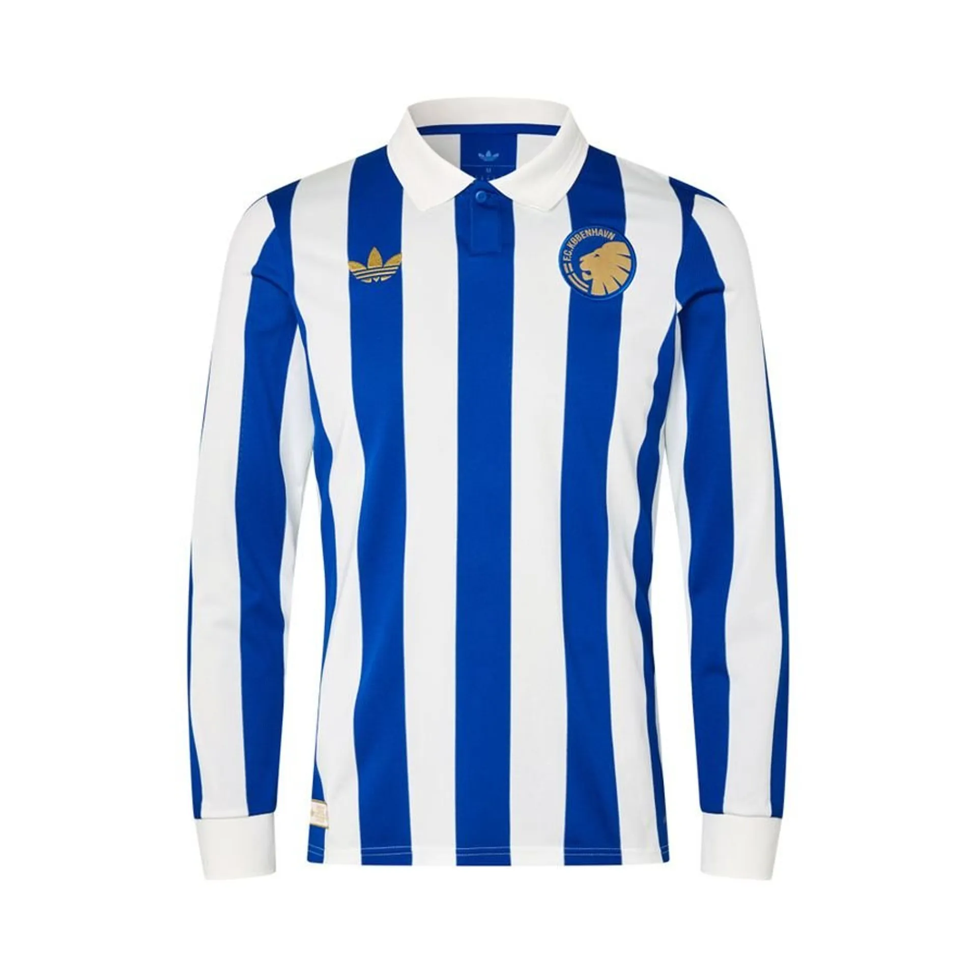 FCK jubilæumstrøje 2026 KB 150 år blå hvid stribet adidas F.C. København limited edition fodboldtrøje officiel spillertrøje Parken
