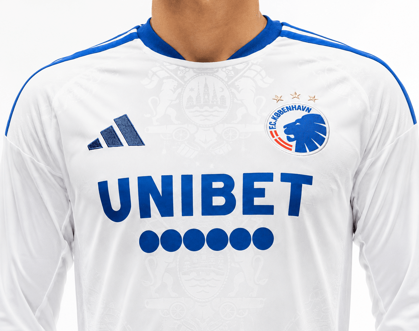 Ny FCK hjemmebanetrøje 26/27 fra adidas med vævet våbenskjoldsmønster